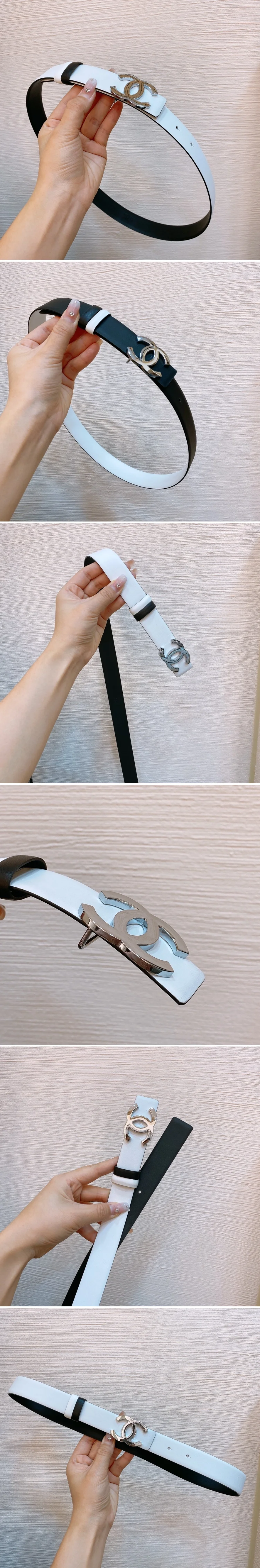 샤넬 CC 로고 소가죽 양면 벨트