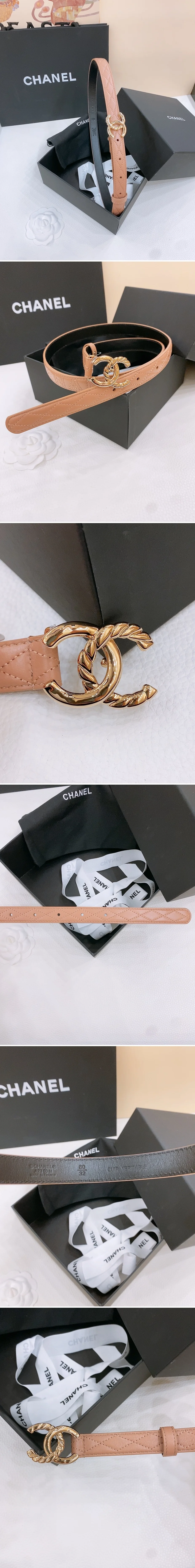 샤넬 CC  레더  벨트