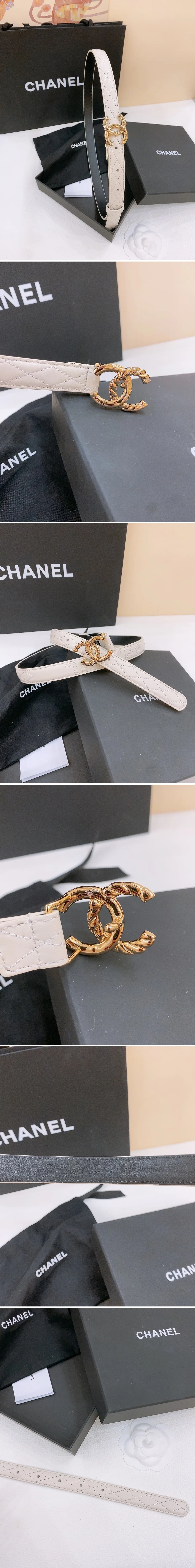 샤넬 CC  레더  벨트