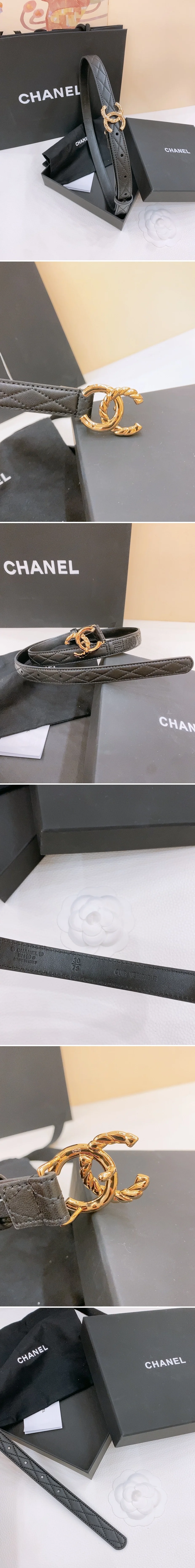 샤넬 CC  레더  벨트