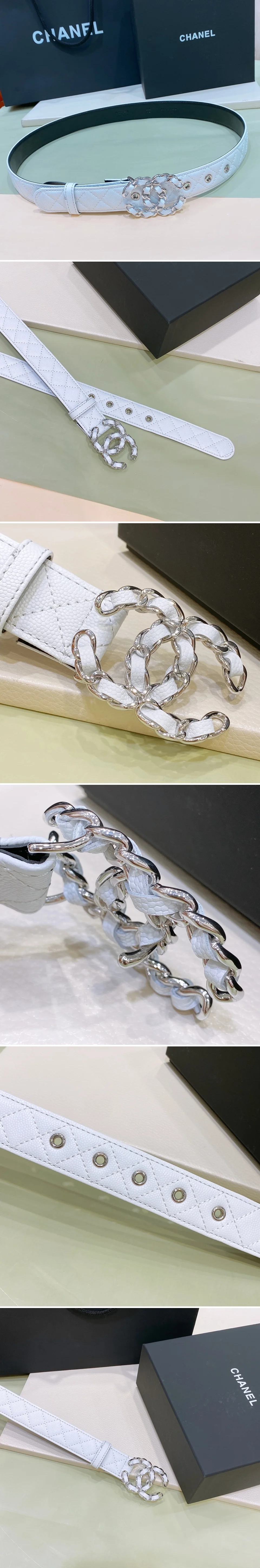 샤넬 CC  레더  벨트