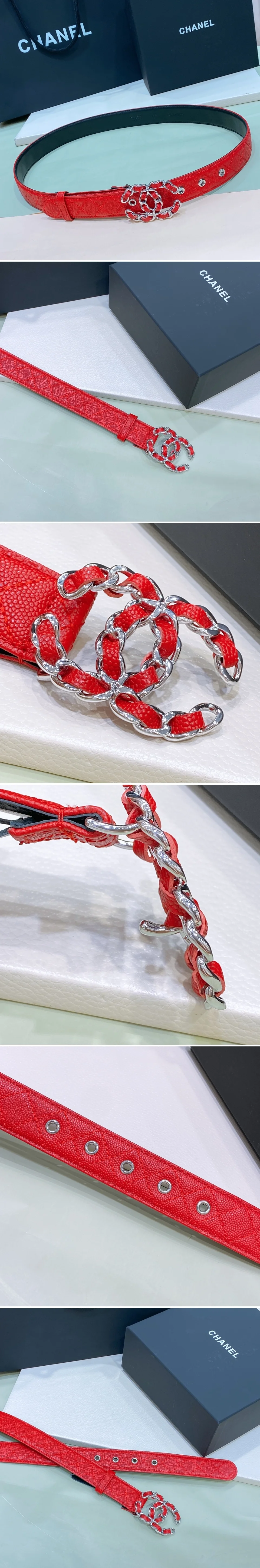 샤넬 CC  레더  벨트