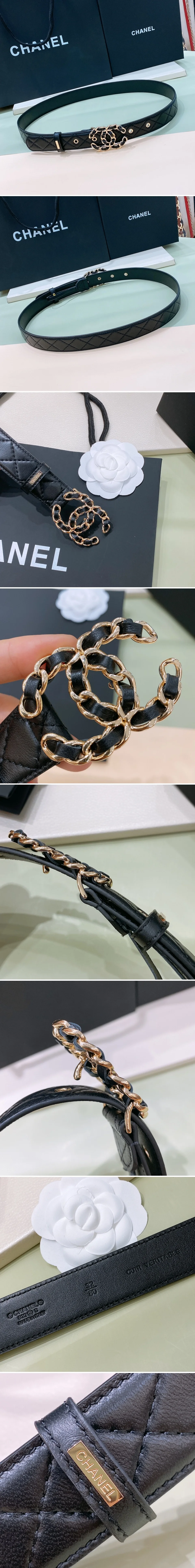 샤넬 CC  레더  벨트