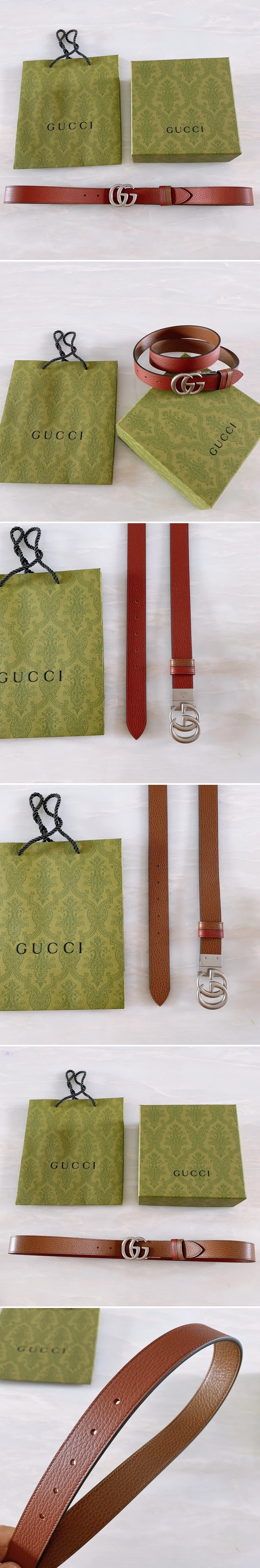 구찌  GG 버클 레더 양면 벨트