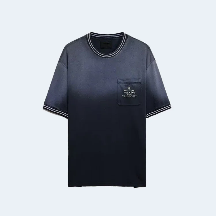 프라다 워싱 코튼 티셔츠 블루