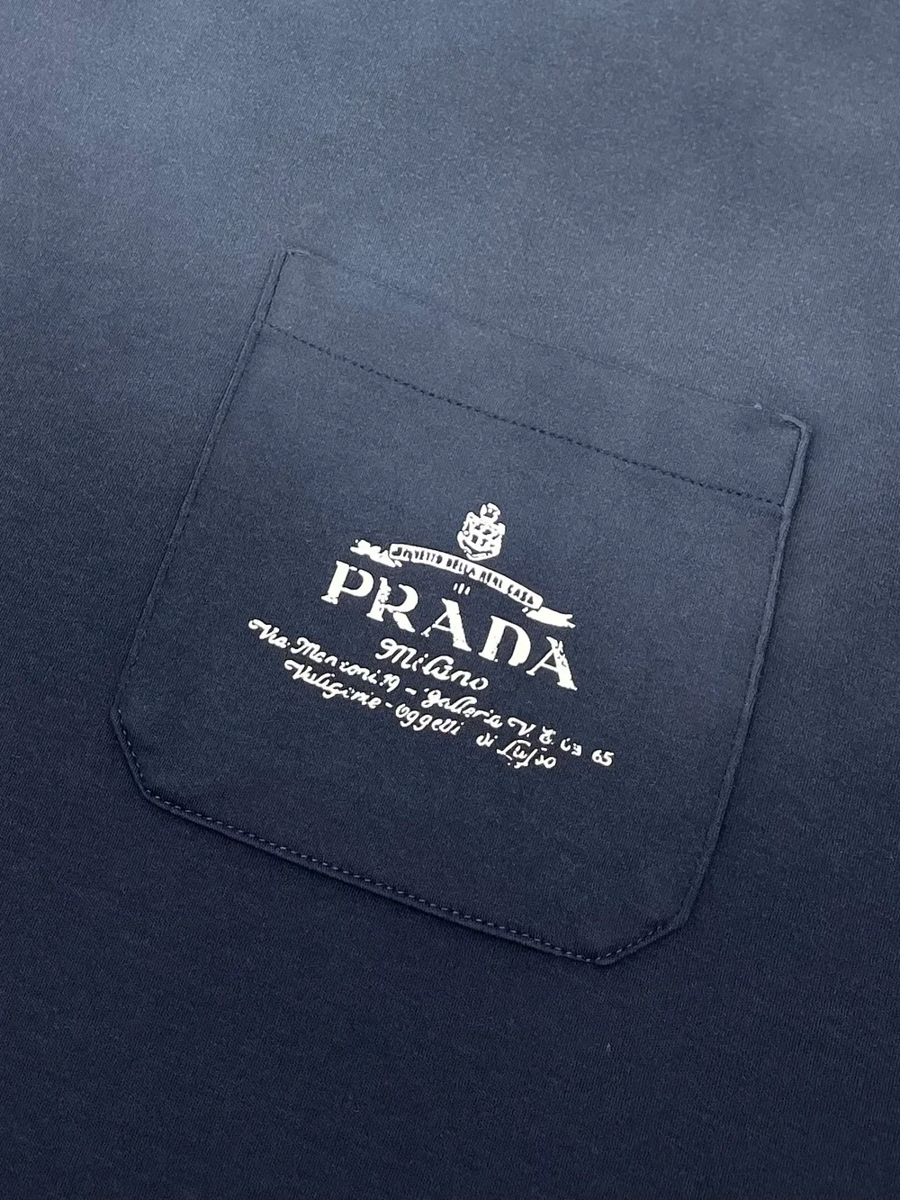 프라다 워싱 코튼 티셔츠 블루