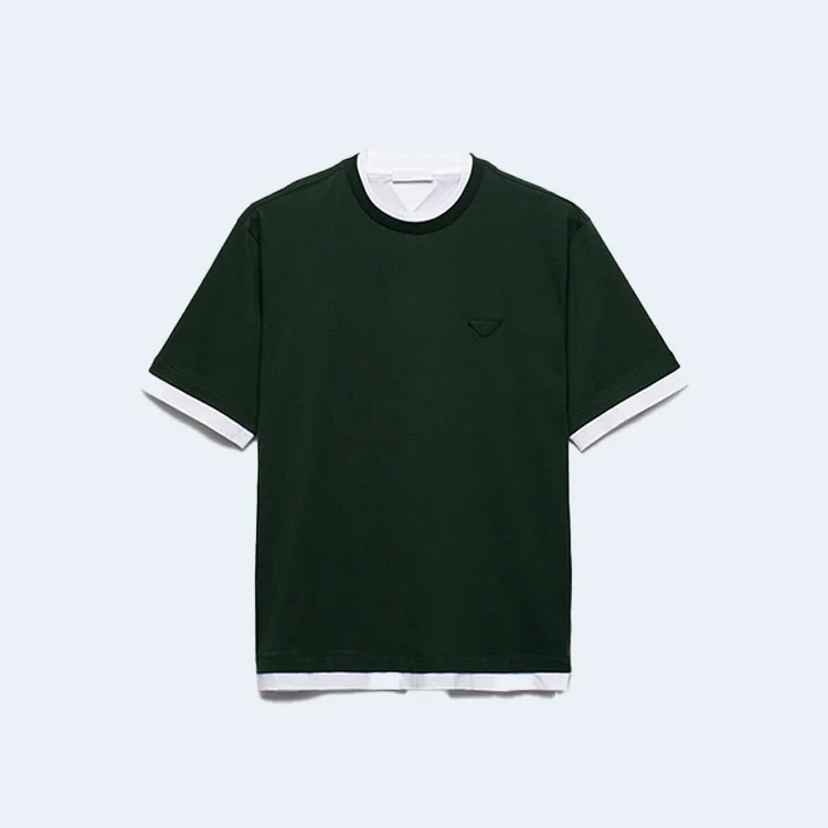 프라다 퍼 그린 코튼 티셔츠