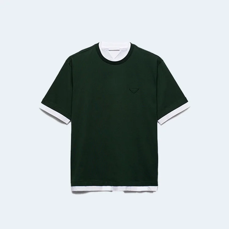 프라다 퍼 그린 코튼 티셔츠