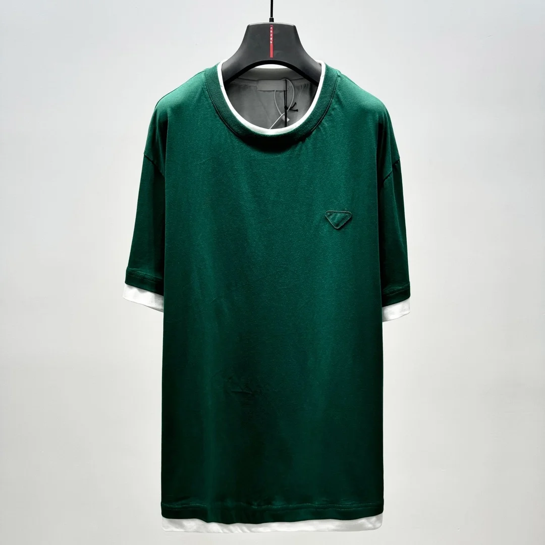 프라다 퍼 그린 코튼 티셔츠