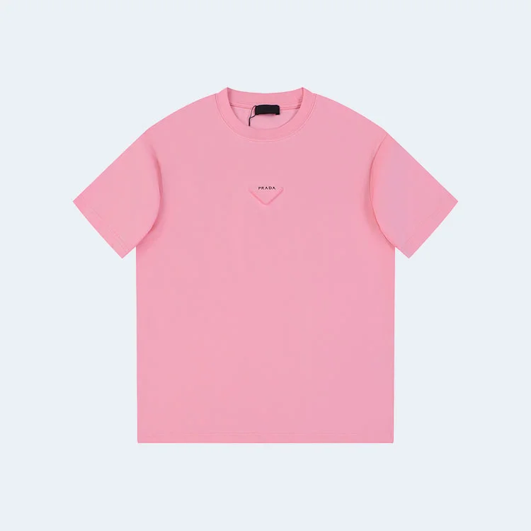프라다 유니 삼각로고 티셔츠 핑크