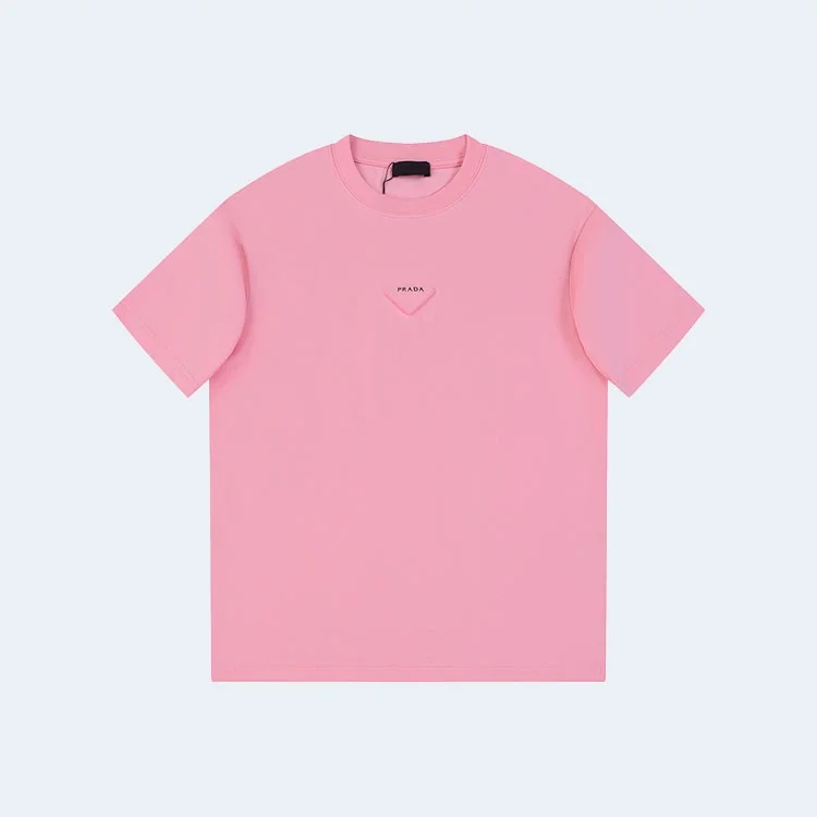 프라다 유니 삼각로고 티셔츠 핑크