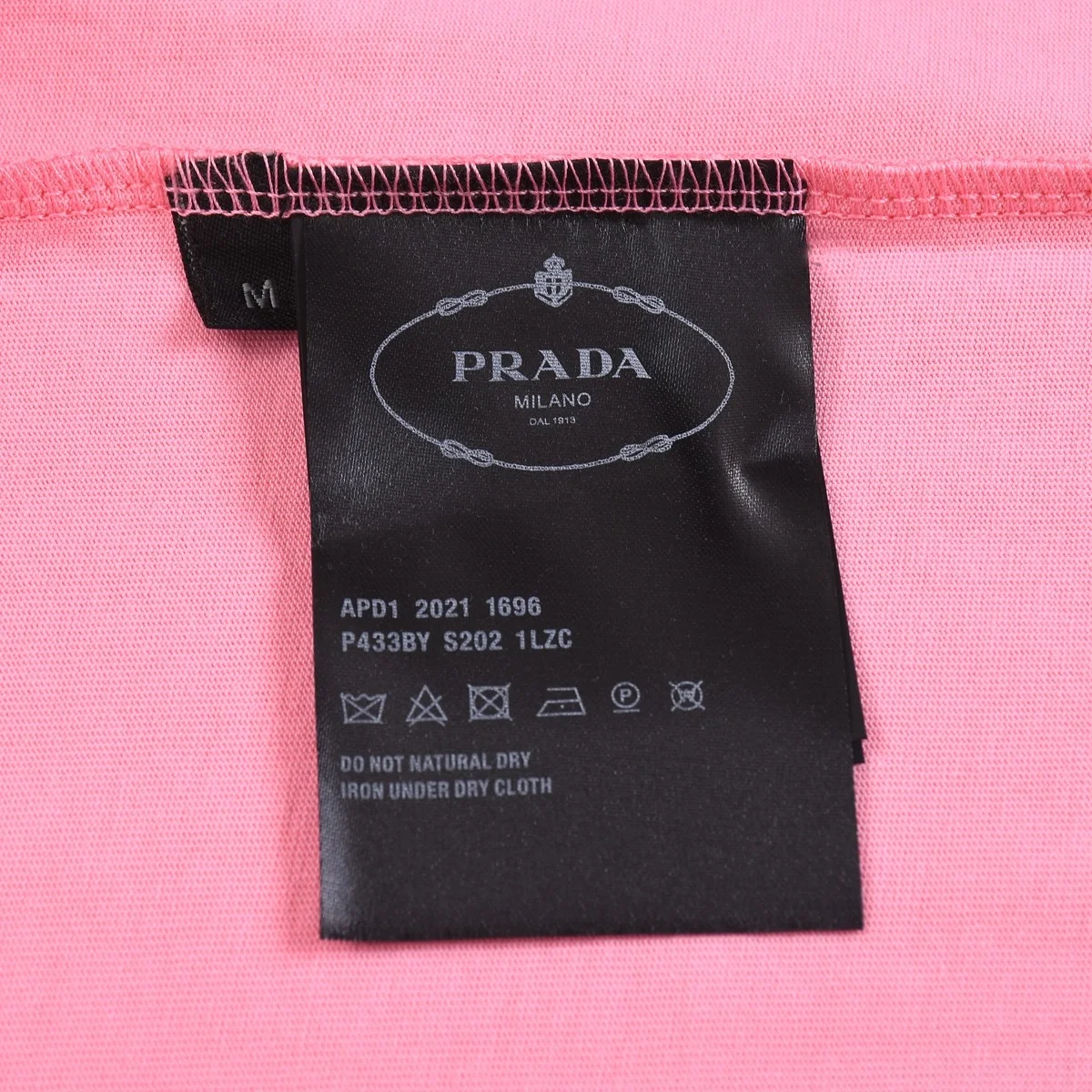 프라다 유니 삼각로고 티셔츠 핑크