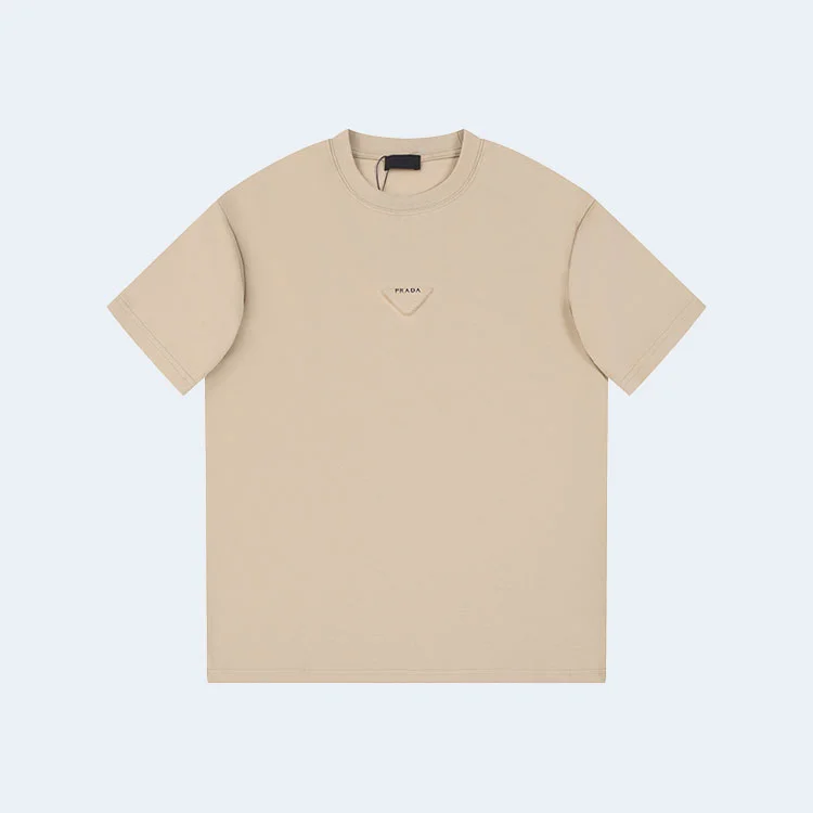프라다 유니 삼각로고 티셔츠 베이지