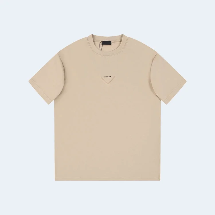 프라다 유니 삼각로고 티셔츠 베이지