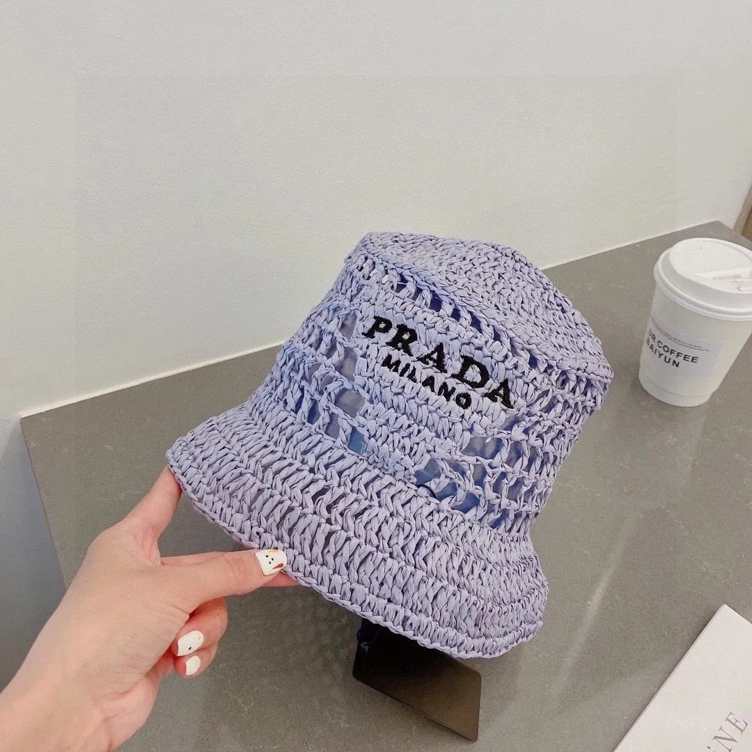 프라다 우븐 패브릭 퍼플 버킷 햇