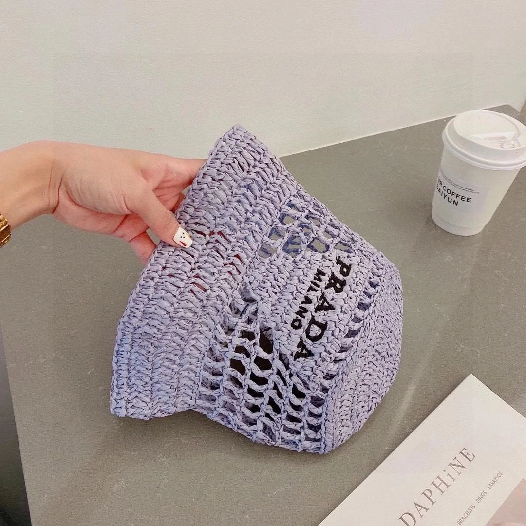 프라다 우븐 패브릭 퍼플 버킷 햇