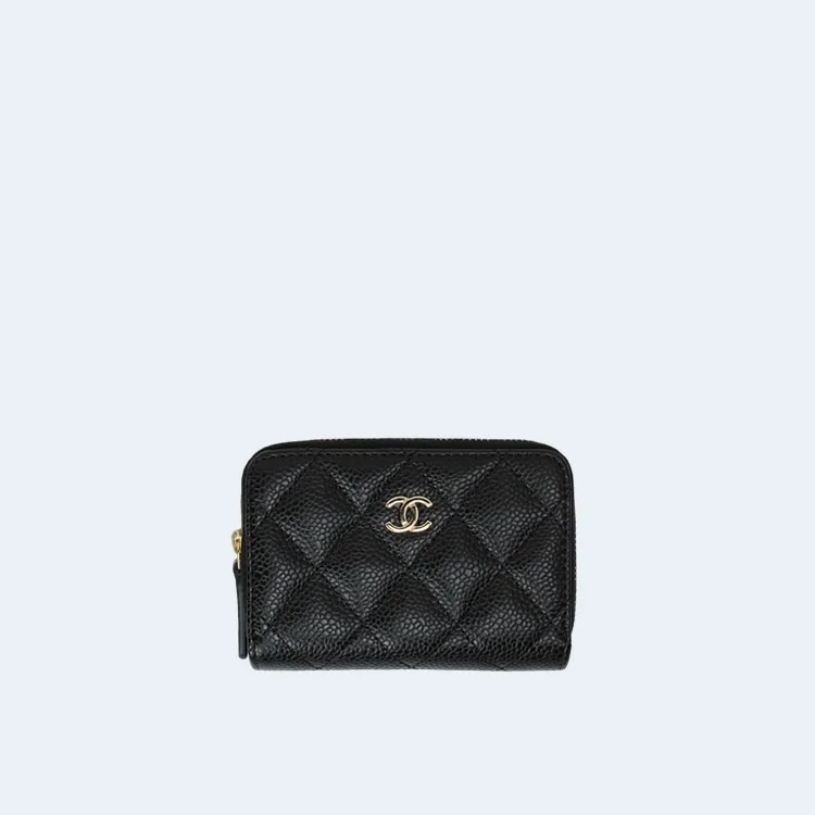 샤넬 클래식 지퍼 코인 지갑 골드