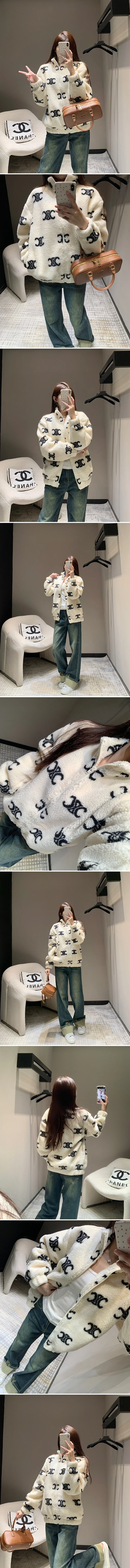 셀린느 후리스 시어링 퍼후드 자켓