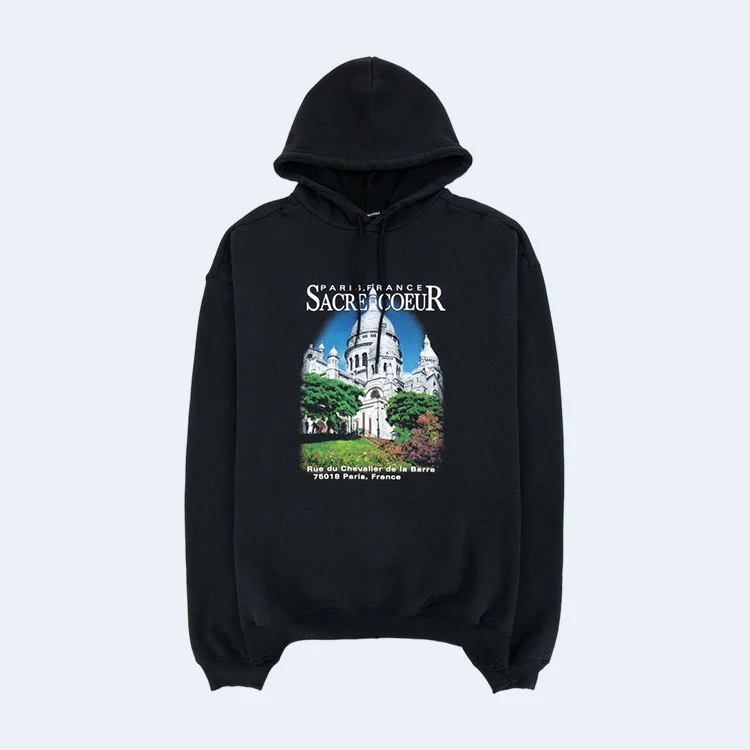 발렌시아가 Sacré Coeur 프린트 오버사이즈 후디