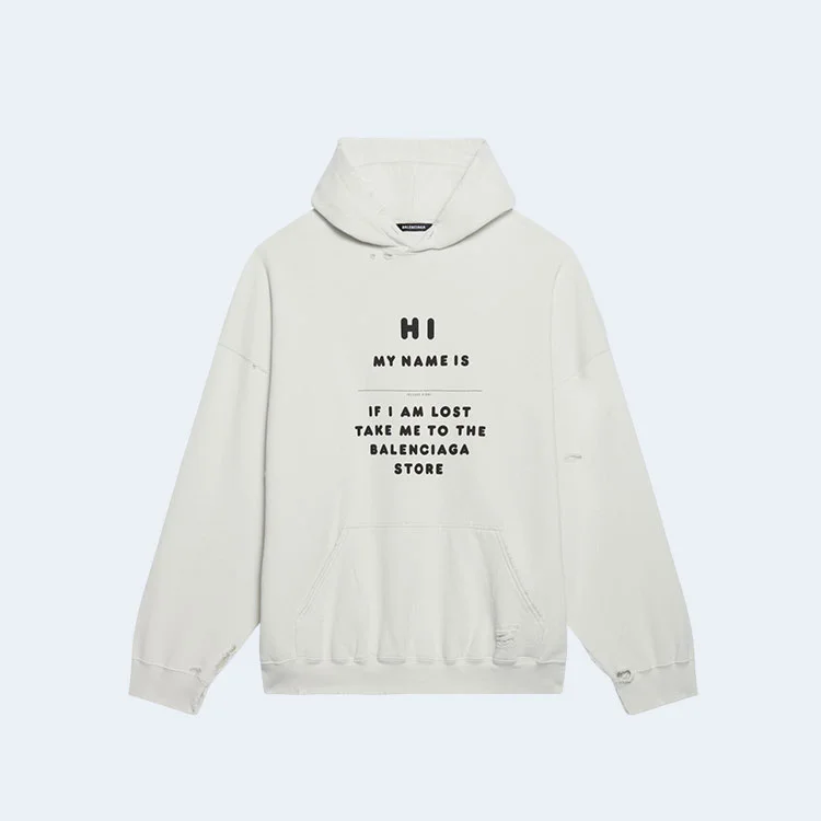 발렌시아가 하이 마이 네임 이즈 후디 화이트