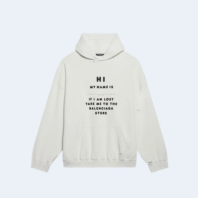 발렌시아가 하이 마이 네임 이즈 후디 화이트