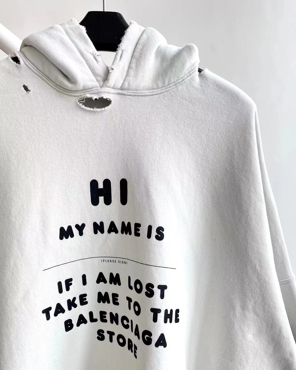 발렌시아가 하이 마이 네임 이즈 후디 화이트