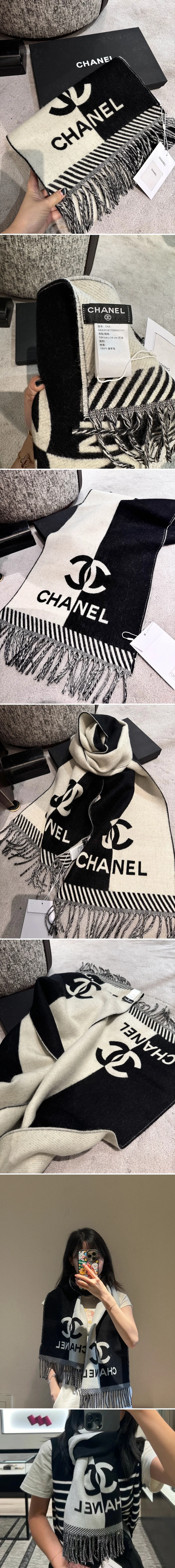 샤넬  양모 100% CC 로고 머플러