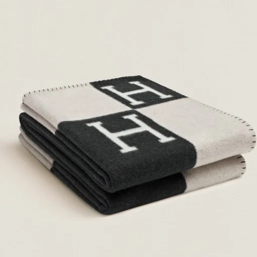에르메스 아발론 H로고 블랭킷 담요 블랙