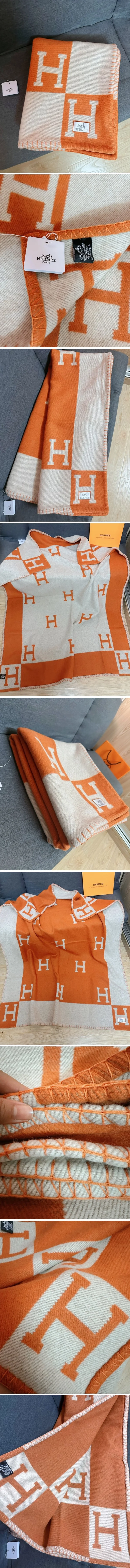 에르메스 아발론 H로고 블랭킷 담요