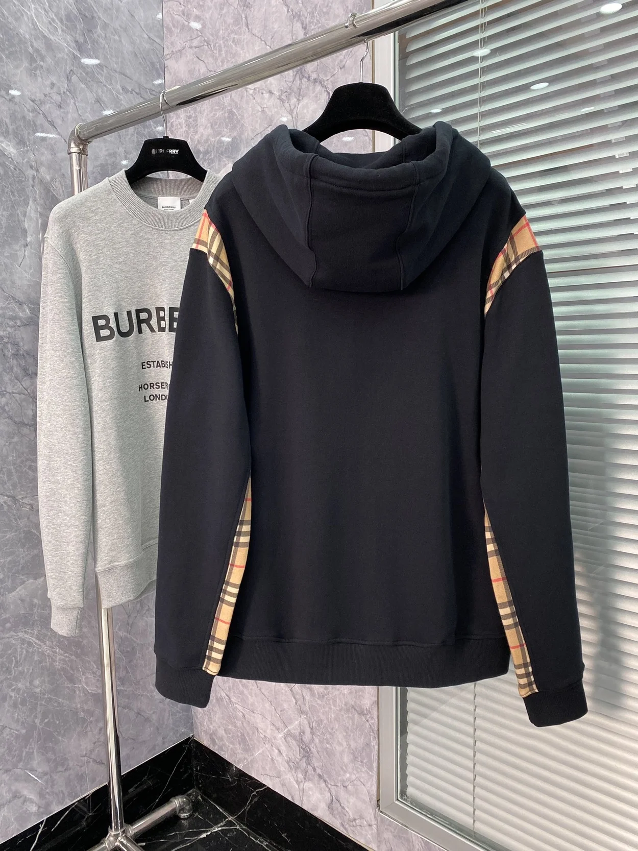 버버리 빈티지 체크 패널 후드 집업