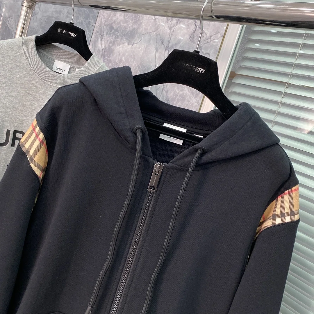 버버리 빈티지 체크 패널 후드 집업