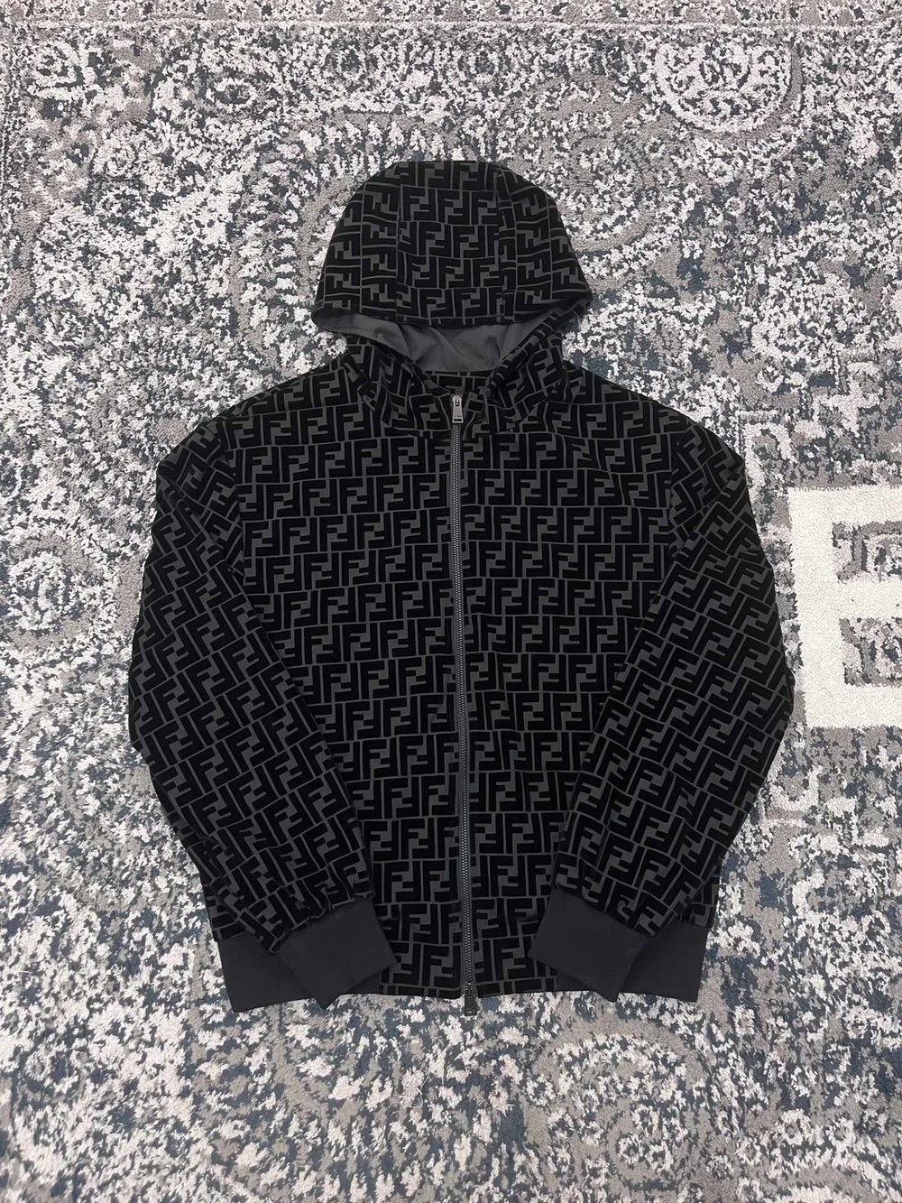 펜디 FF 울오버 로고 후드 집업