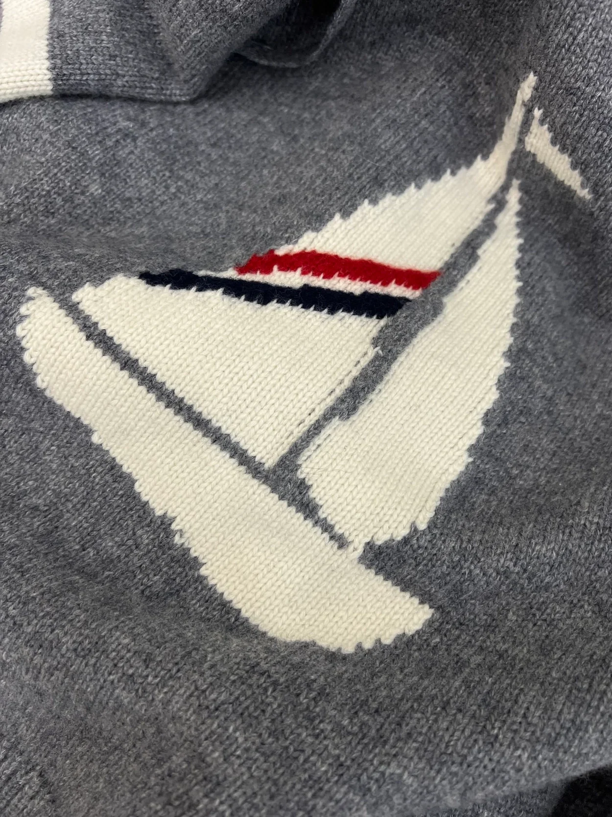 톰브라운 인타르시아 버전 울 집업 후디 그레이