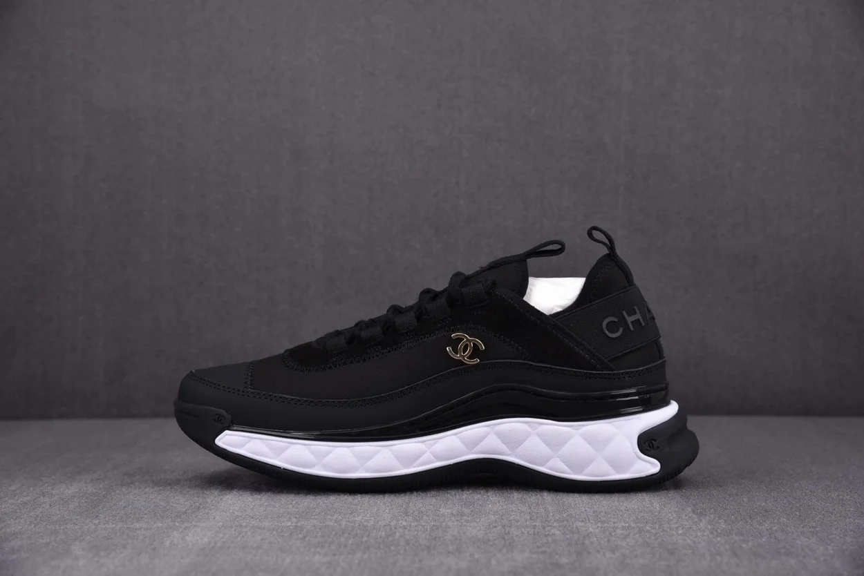 샤넬 믹스드 파이버 스니커즈 실버 블랙