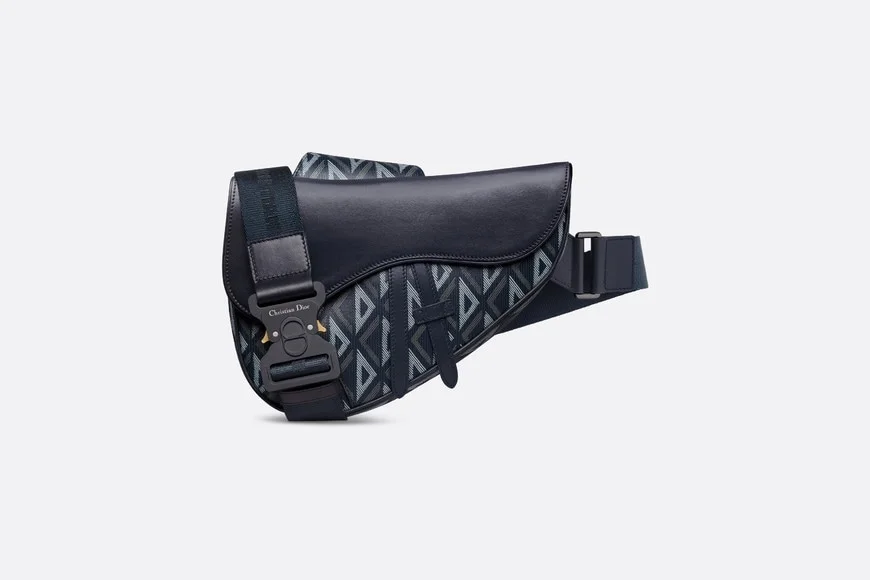 디올 다이아몬드 캔버스 새들 백 네이비