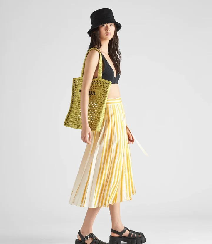 프라다 크로셰 토트백 옐로우