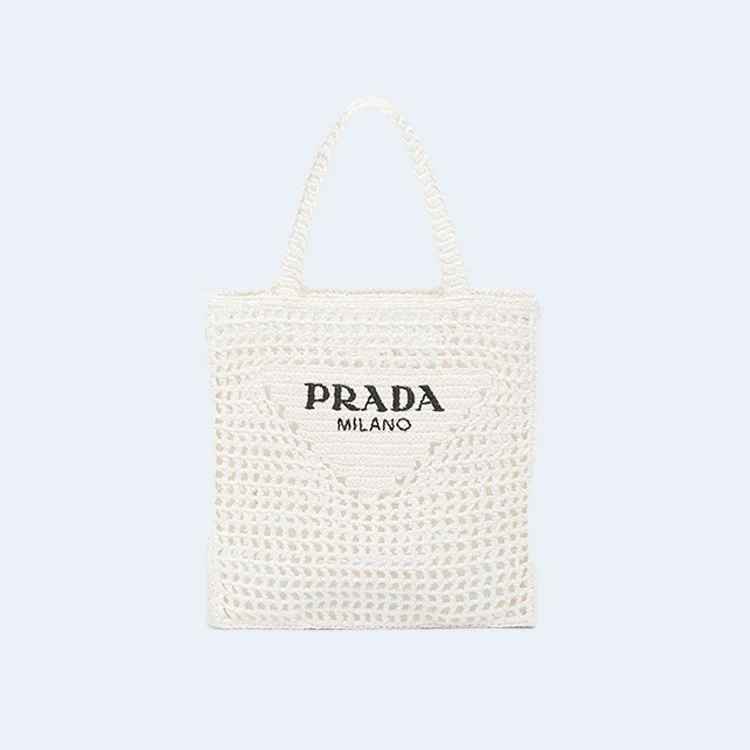 프라다 크로셰 토트백 화이트