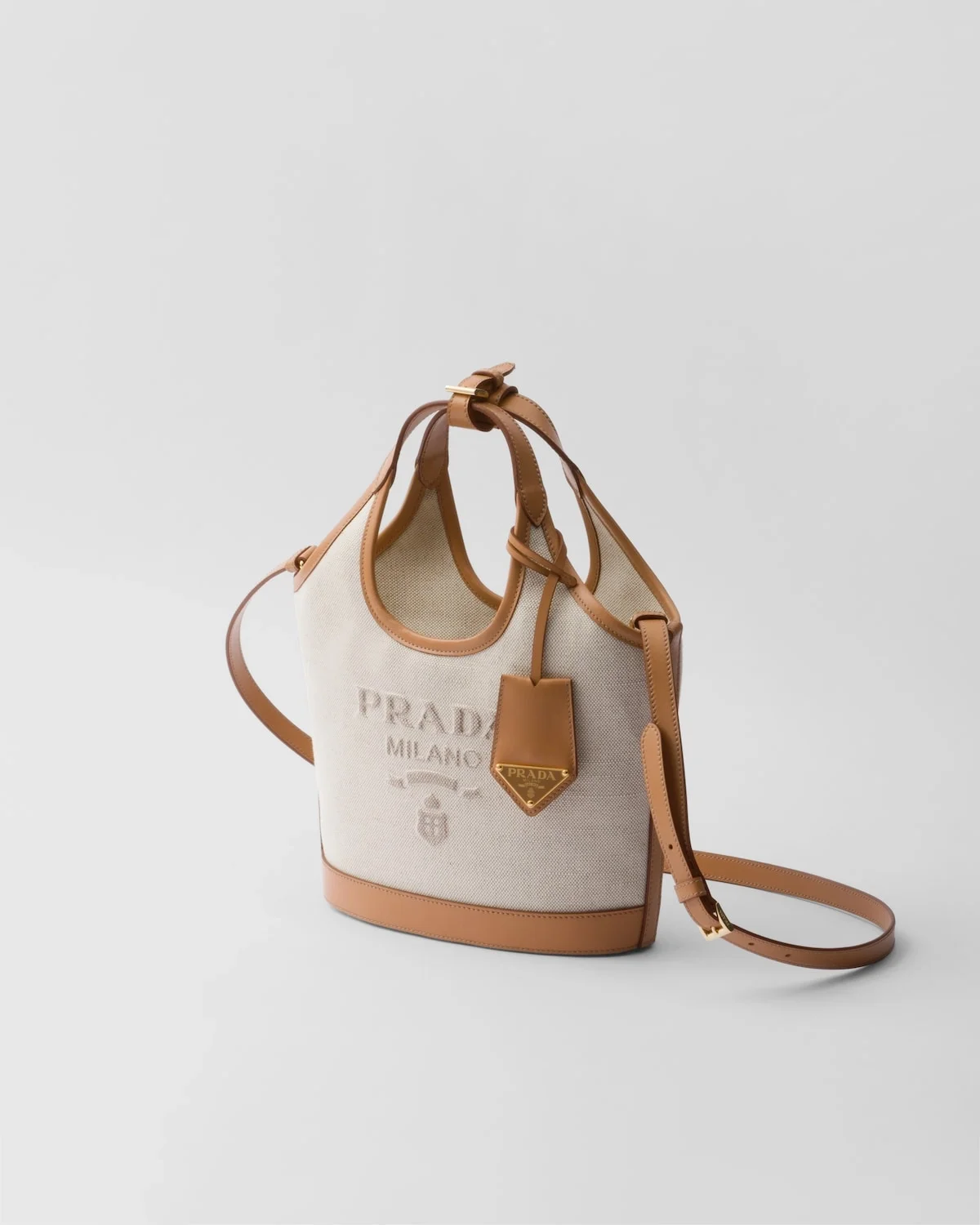 프라다 리넨 레더 미니 버클백