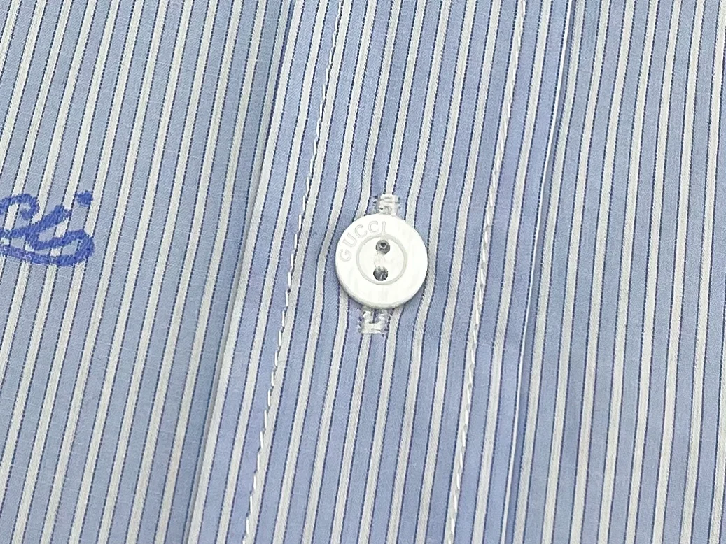 구찌 자수 스트라이프 코튼 셔츠