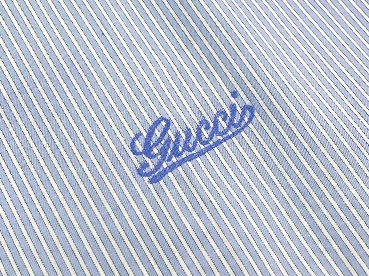 구찌 자수 스트라이프 코튼 셔츠