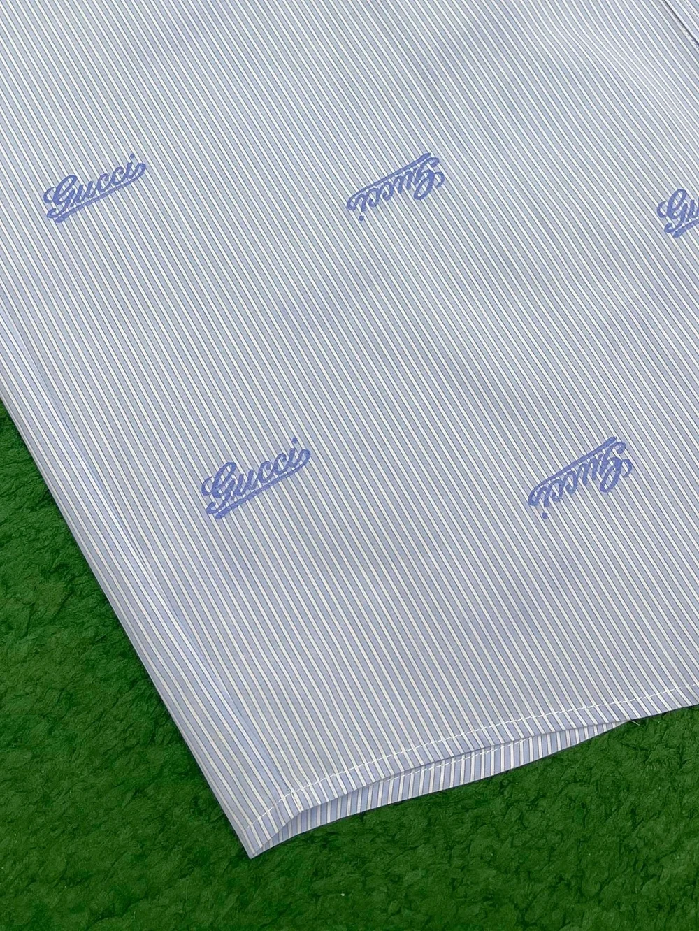 구찌 자수 스트라이프 코튼 셔츠