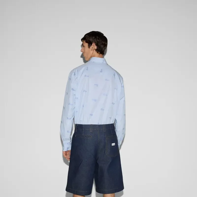 구찌 자수 스트라이프 코튼 셔츠