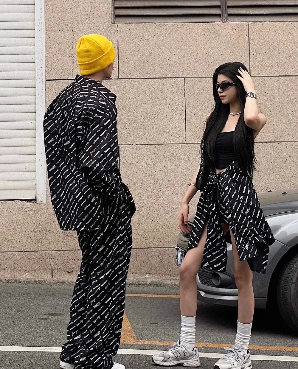 발렌시아가 로고매니아 라지 핏 올 오버 셔츠