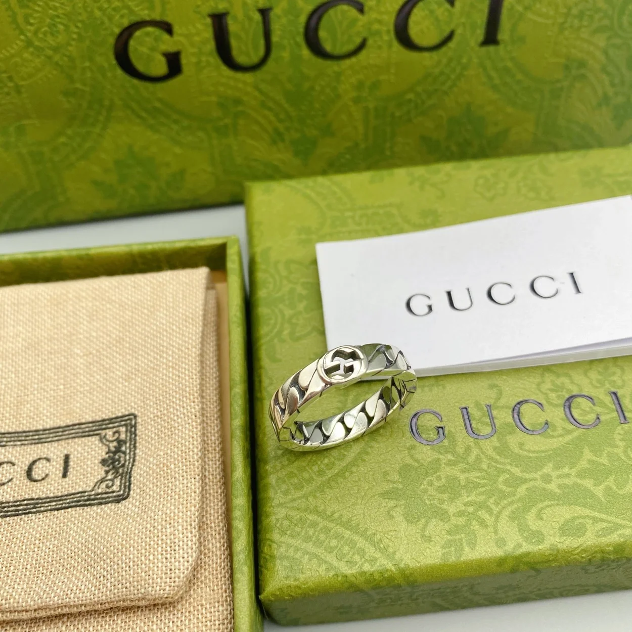 구찌 와이드 구찌 인터로킹 반지 6mm