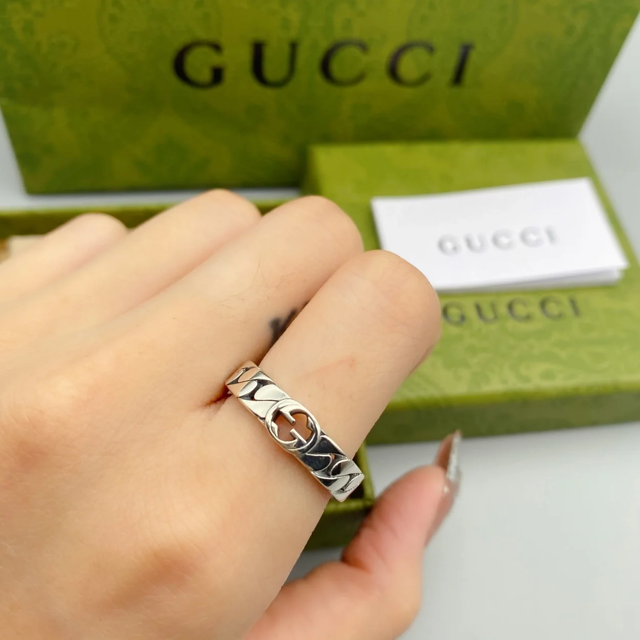 구찌 와이드 구찌 인터로킹 반지 6mm