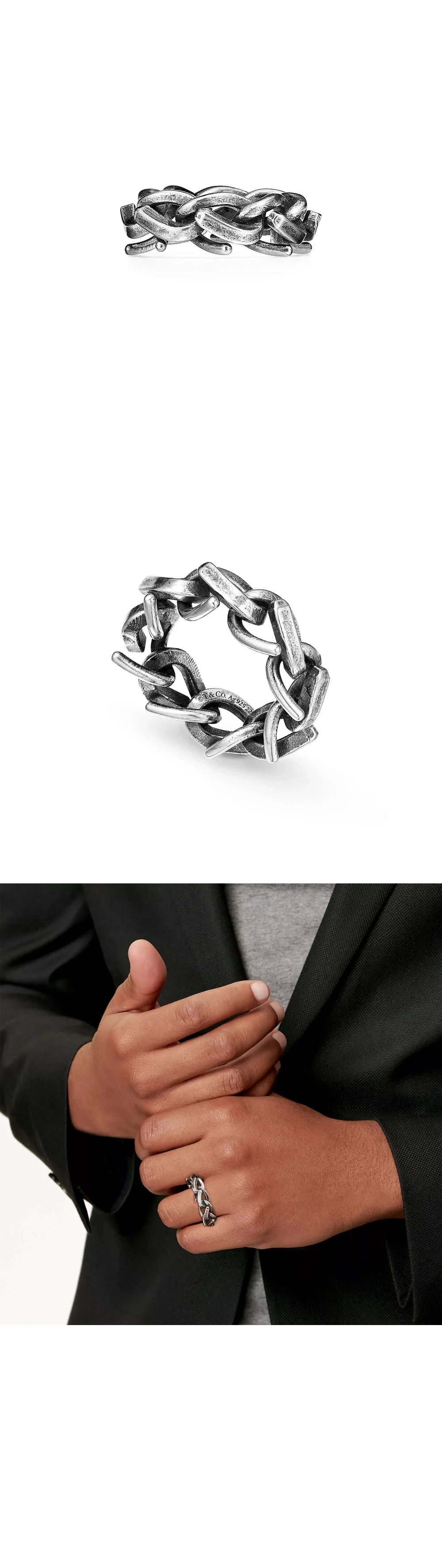 티파니 앤 코 포지 링크 블랙 스털링 반지