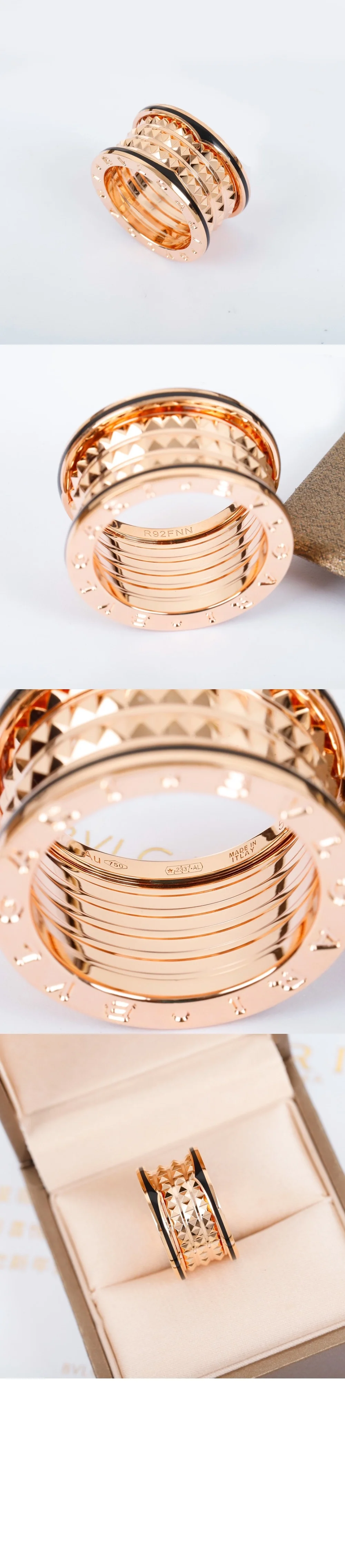 불가리 비제로원 락 4 밴드 반지 로즈 골드