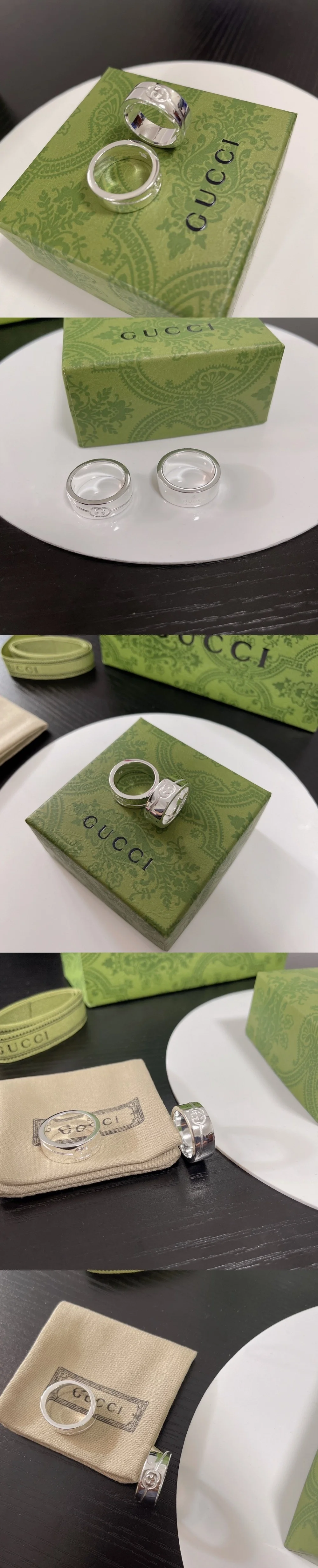 구찌 다이애그널 인터로킹 G 반지 6mm