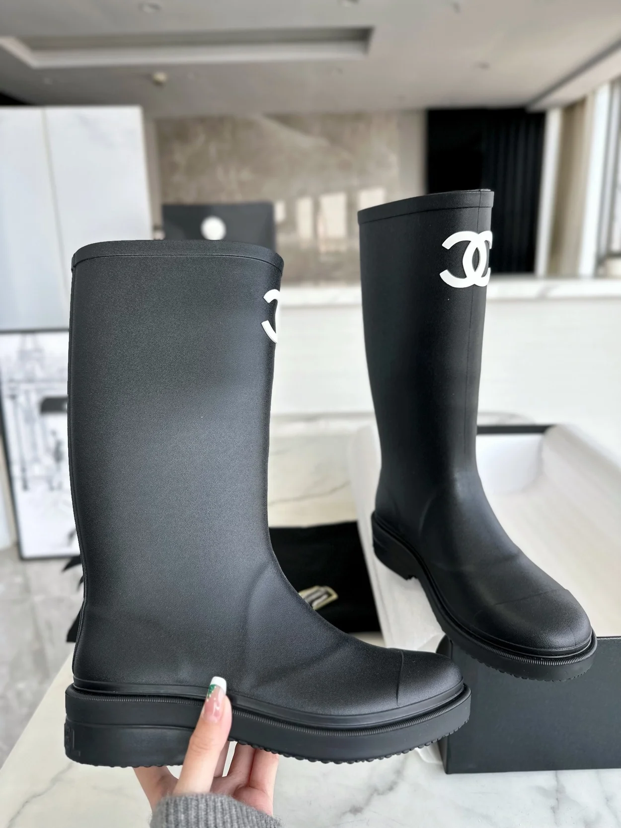 샤넬 카우초크 블랙 부츠