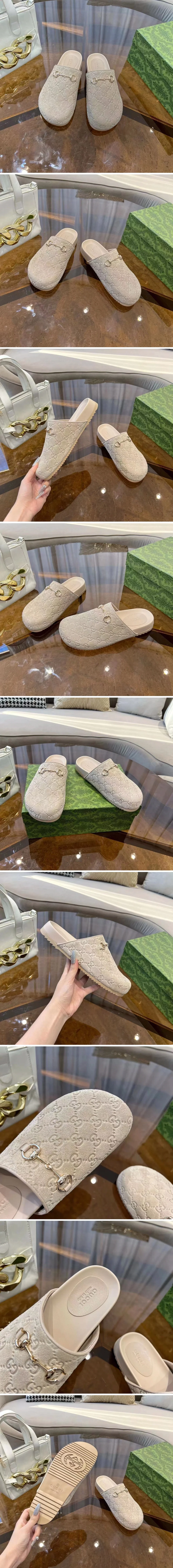 구찌 스웨이드 뮬 샌들